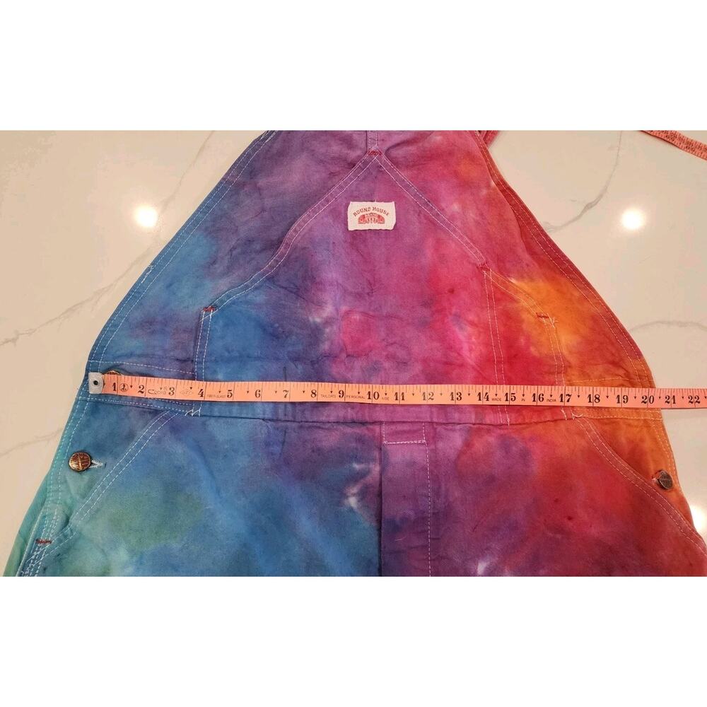 Roundhouse Vintage Tie Dye Overalls 40x31 Blue Orange Green Yellow Rainbow - Picture 5 of 6